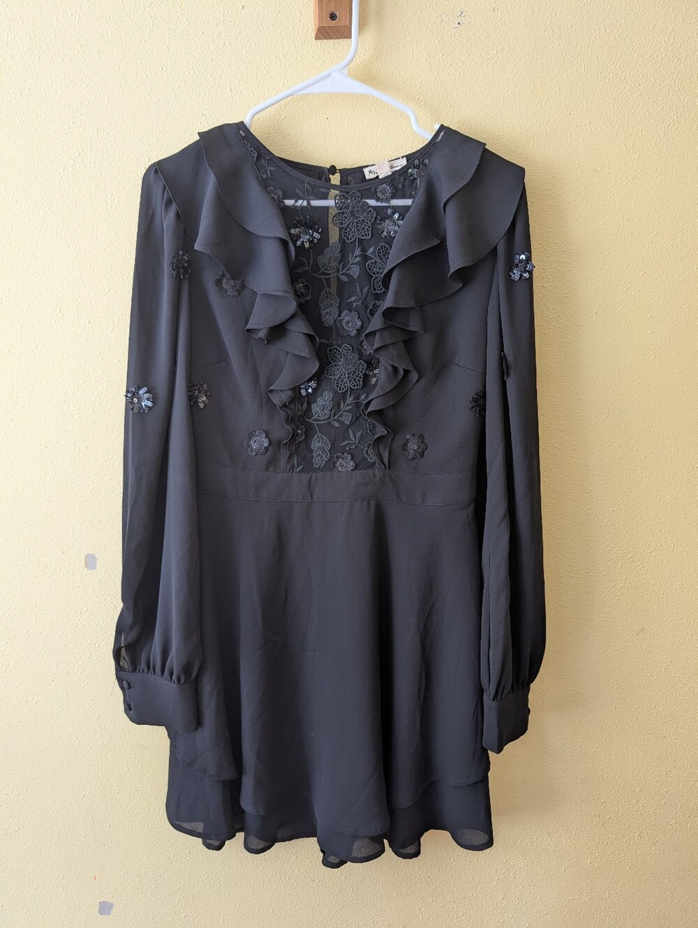 For Love And Lemons Black Embroidered Vivi Mini Dress. Size Medium. Like New.